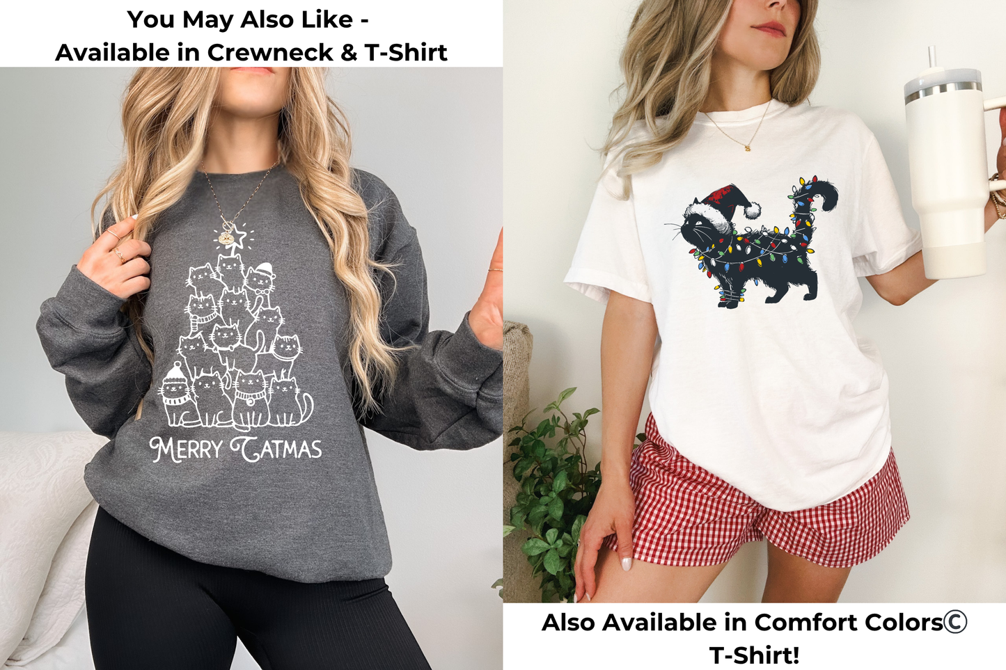 Cat in Christmas Lights Gildan Crewneck Sweatshirt