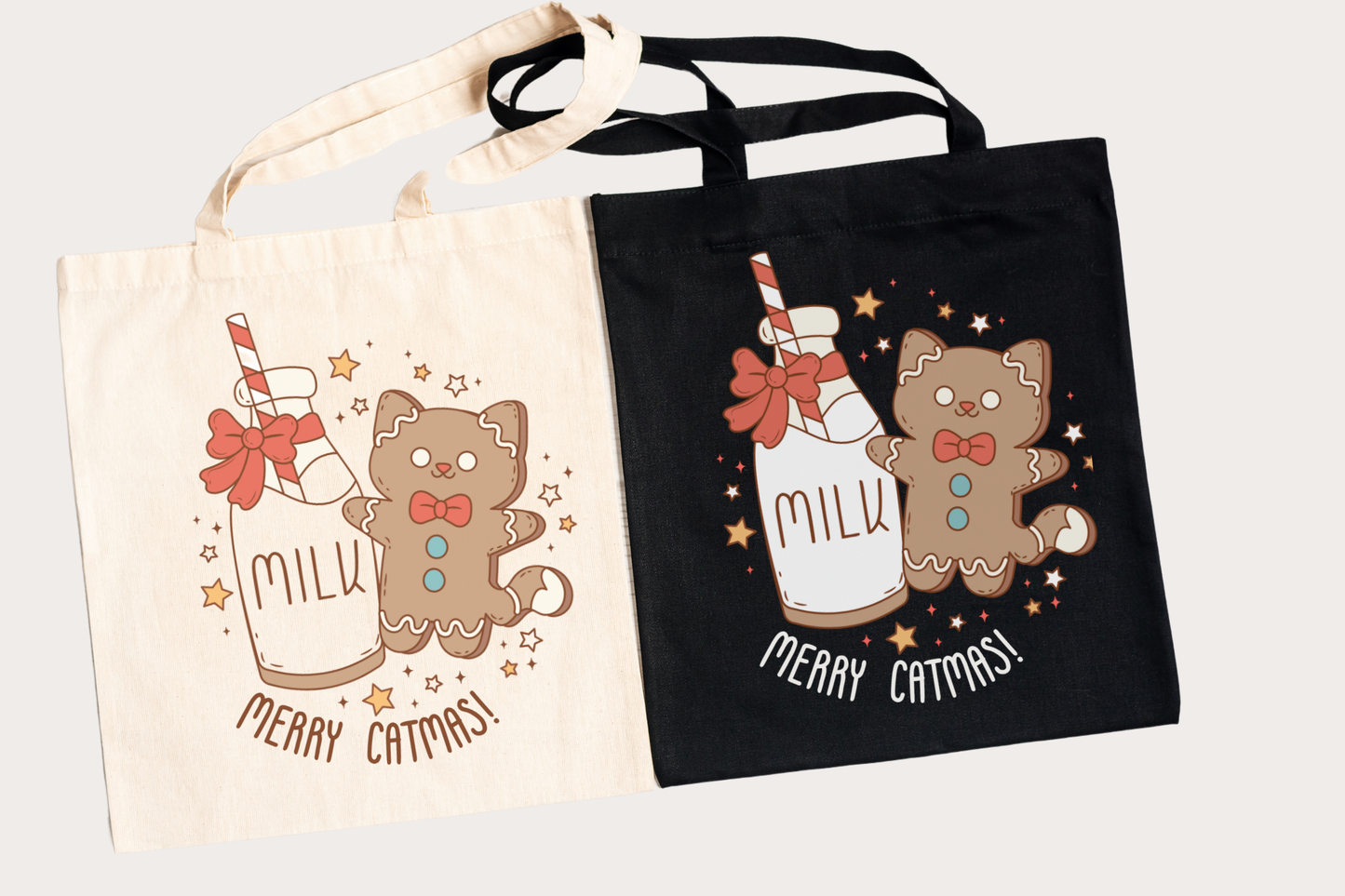 Milk & Cookie Cat Canvas Tote Bag