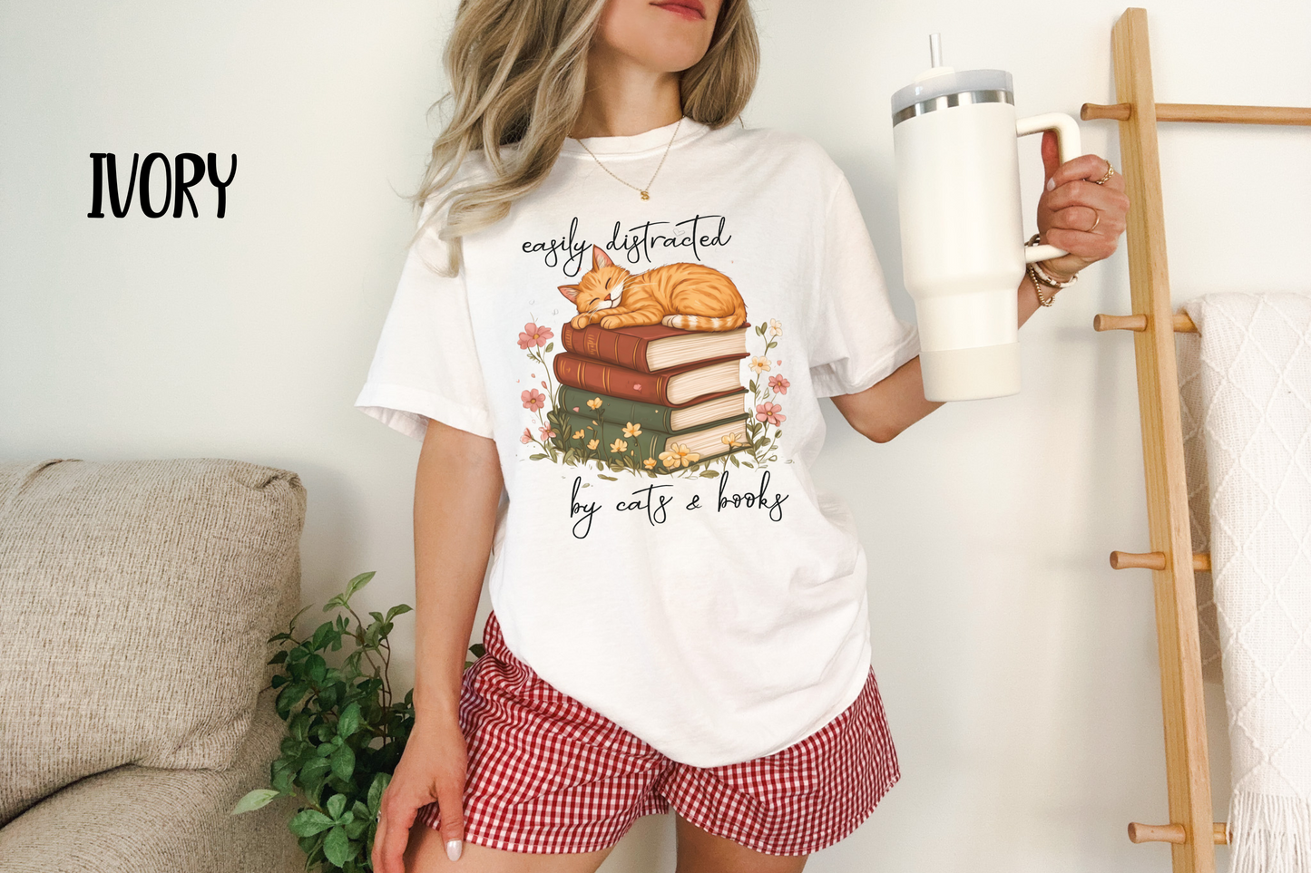 Cats & Books Comfort Colors T-shirt