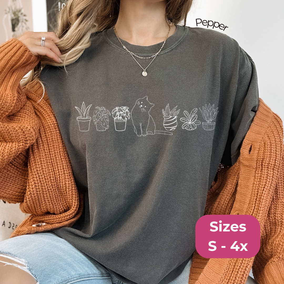 Cat & Plants Comfort Colors Tee