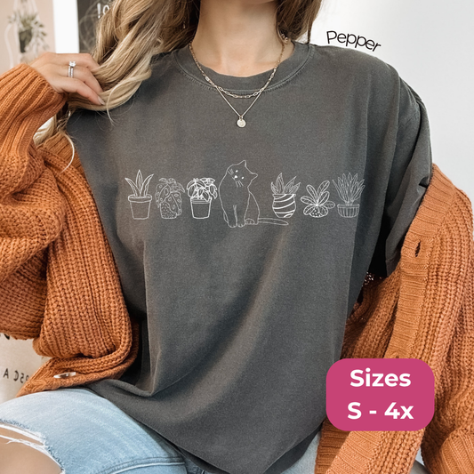 Cat & Plants Comfort Colors Tee