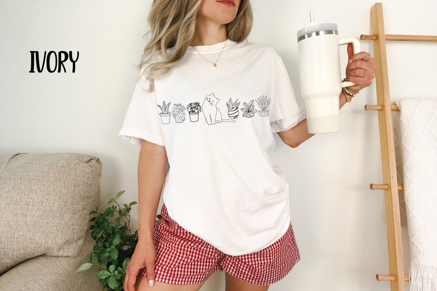 Cat & Plants Comfort Colors Tee