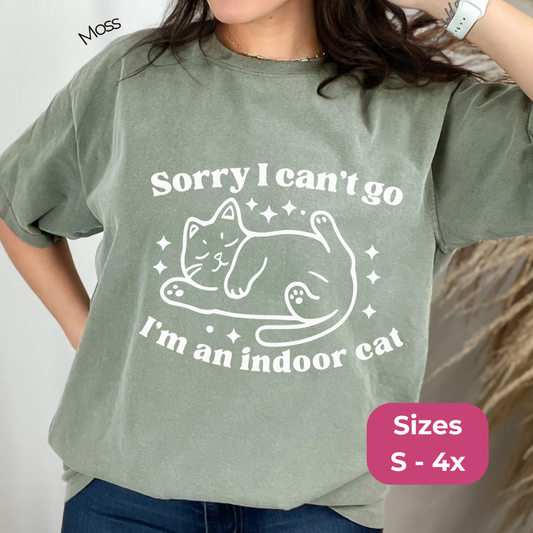 Indoor Cat Shirt Funny Introvert Cat Clothing Comfort Colors Tee Design Sleeping Cat Humor Star Graphic Lover Homebody Gift Parent Casual