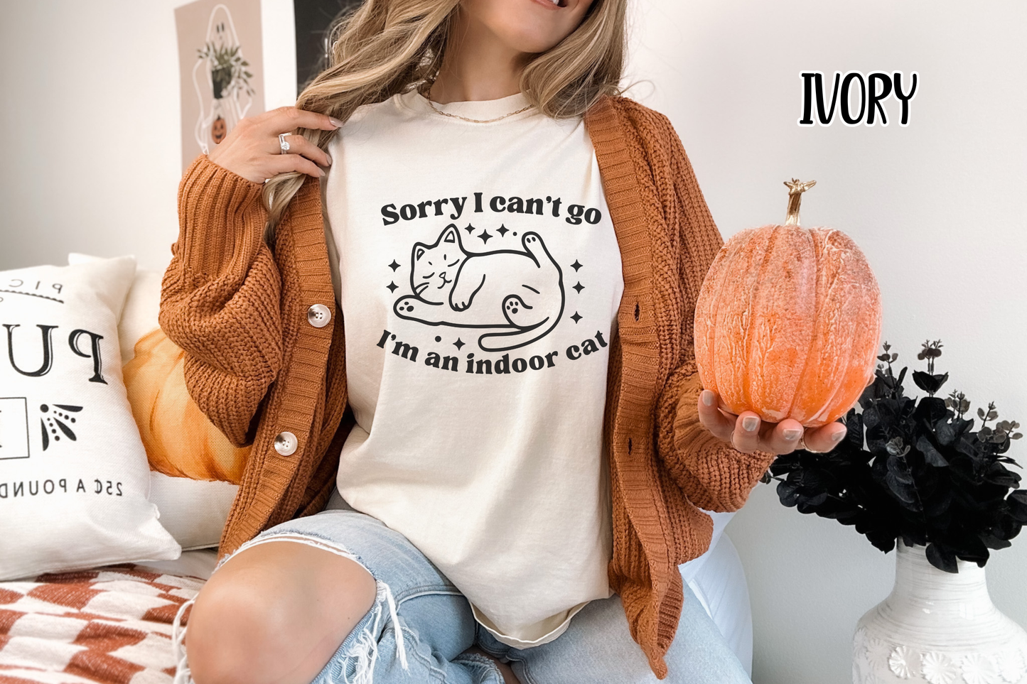 Cat Lover Gift Introvert Clothing Option Funny Indoor Cat Shirt Sleeping Feline Design Star Graphic Detail Comfort Colors Brand Quality Soft Fabric Construction Perfect Homebody Present Birthday Gift Idea Casual Wear Style Multiple Color