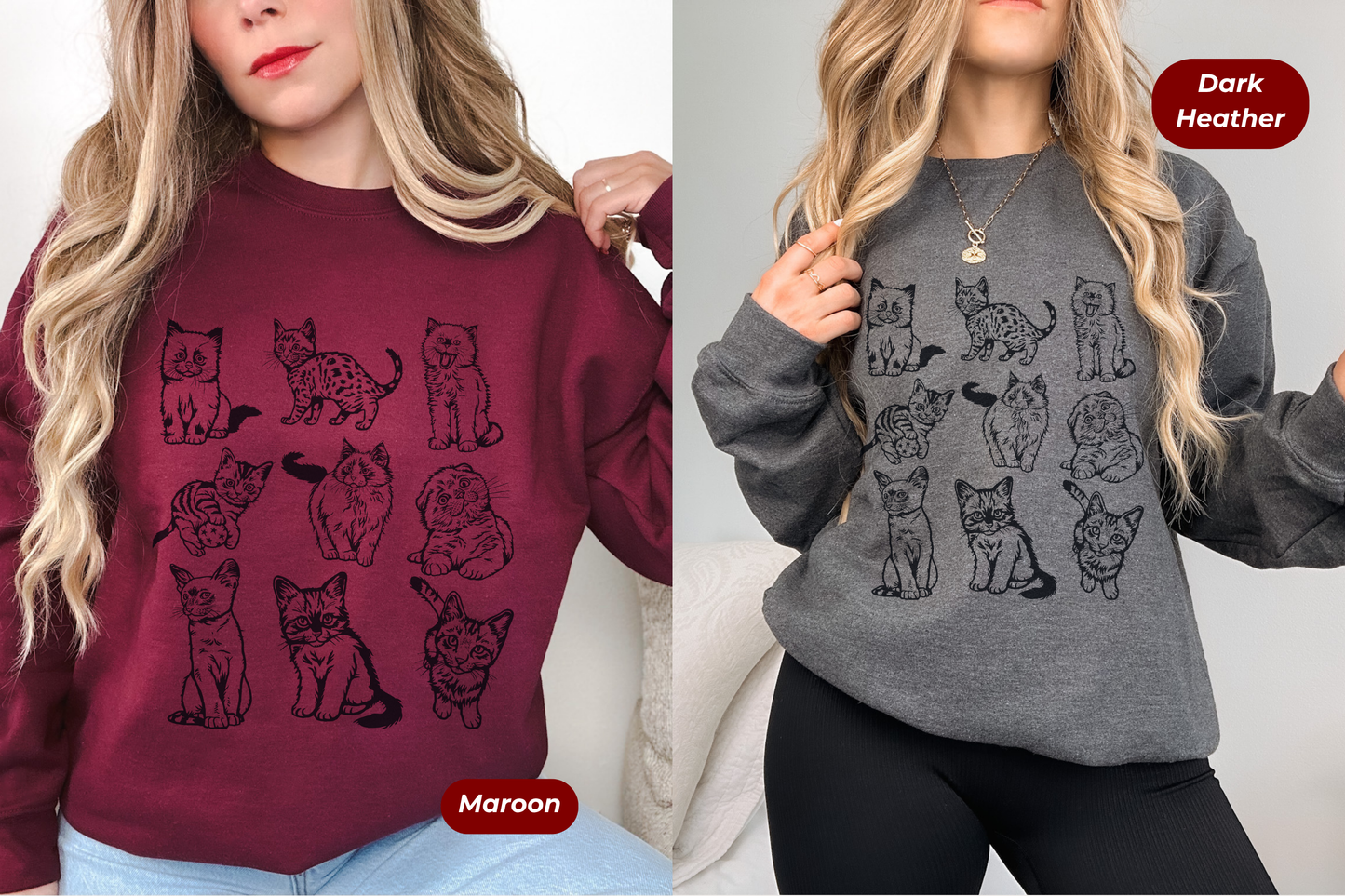 Vintage Cat Gildan Crewneck Sweatshirt