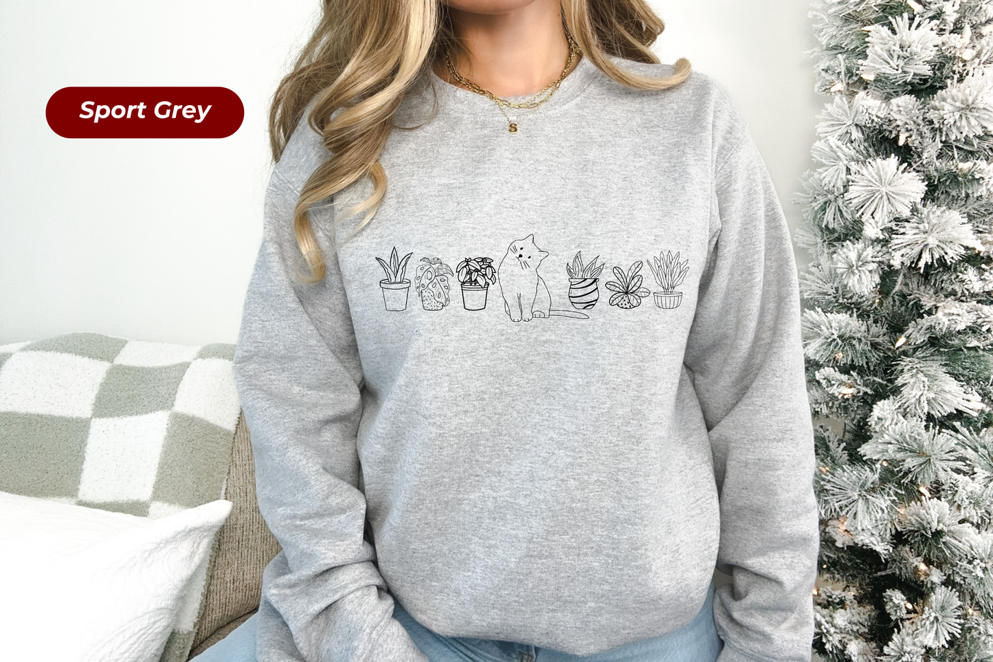 Cat & Plants Gildan Crewneck Sweatshirt