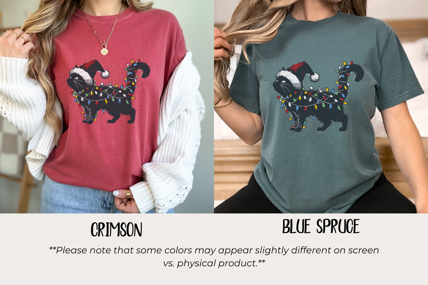 Cat in Christmas Lights Comfort Colors TShirt