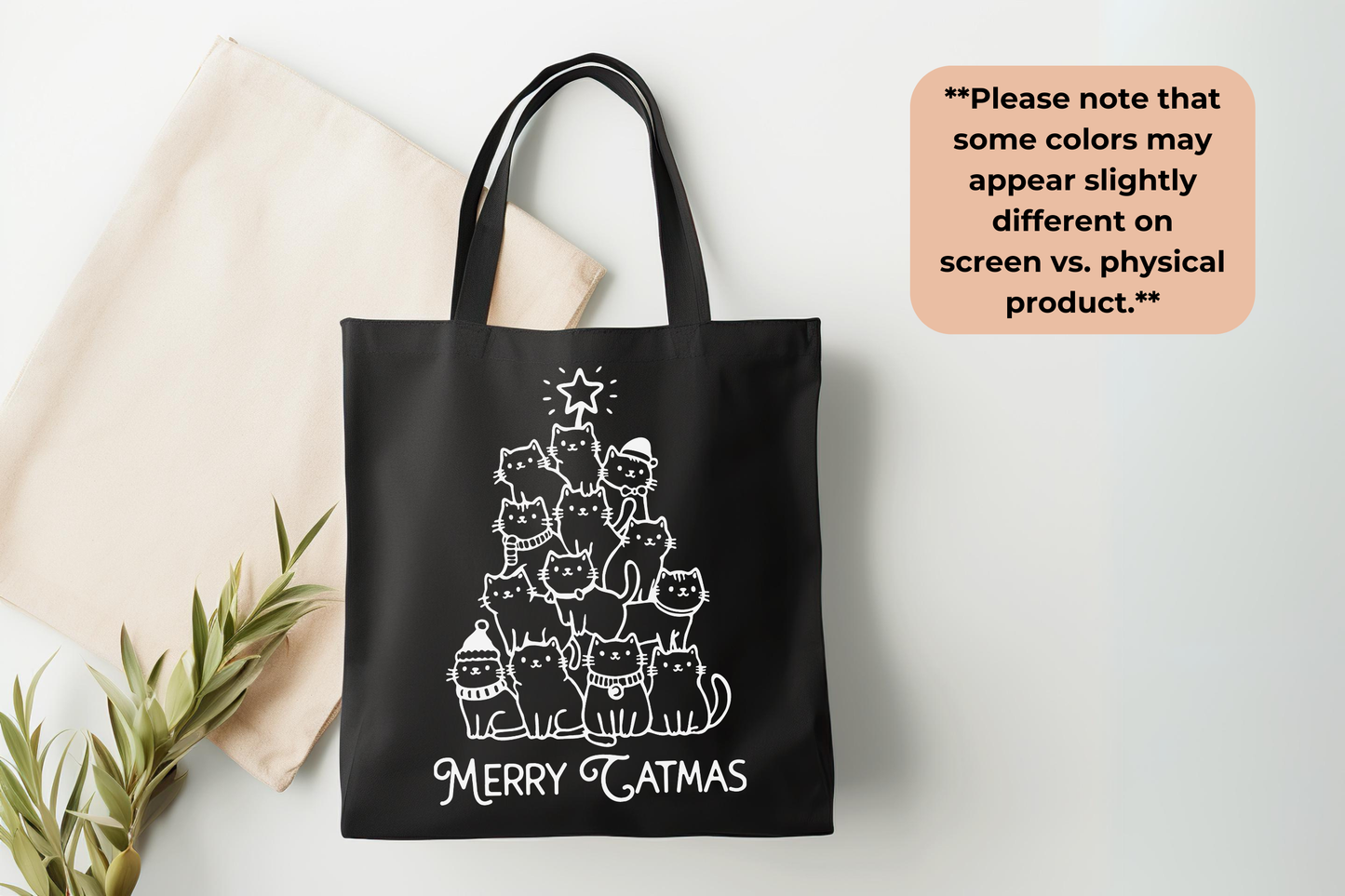 Merry Catmas Canvas Tote Bag