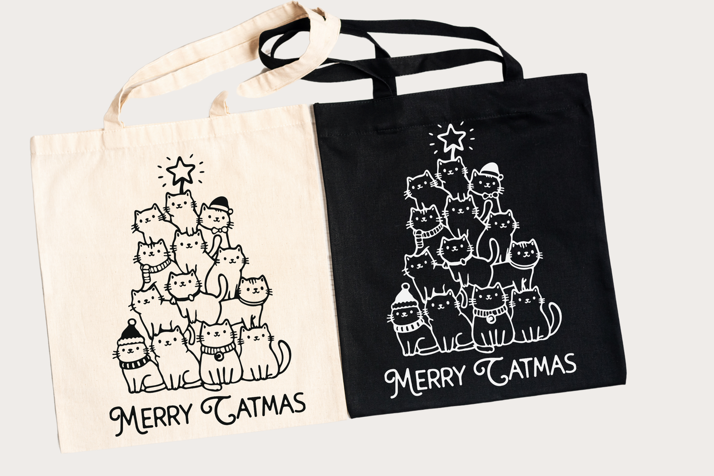 Merry Catmas Canvas Tote Bag