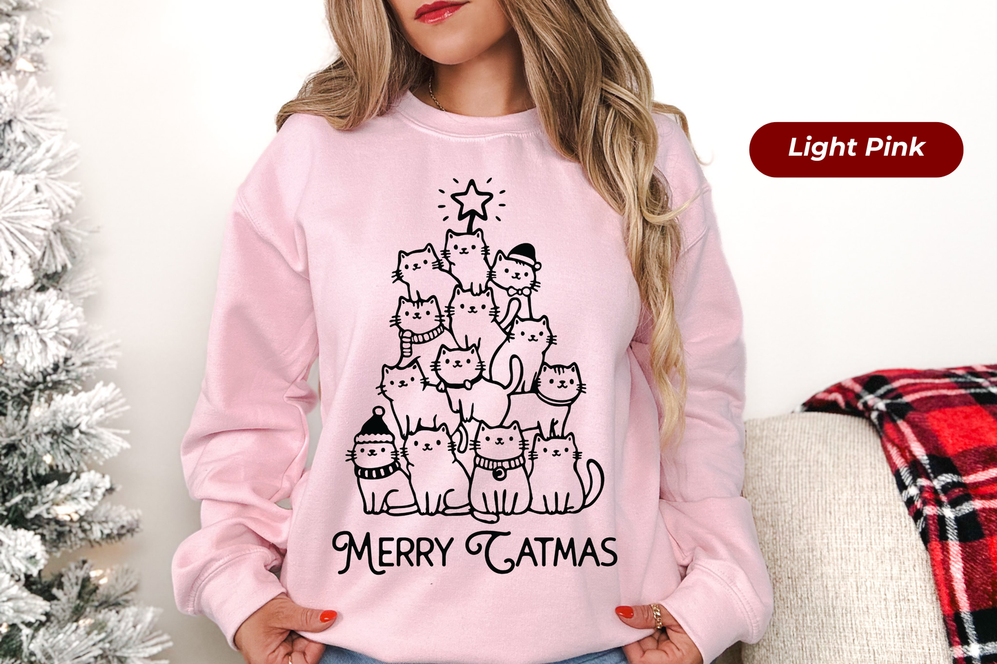 Merry Catmas Gildan Crewneck Sweatshirt
