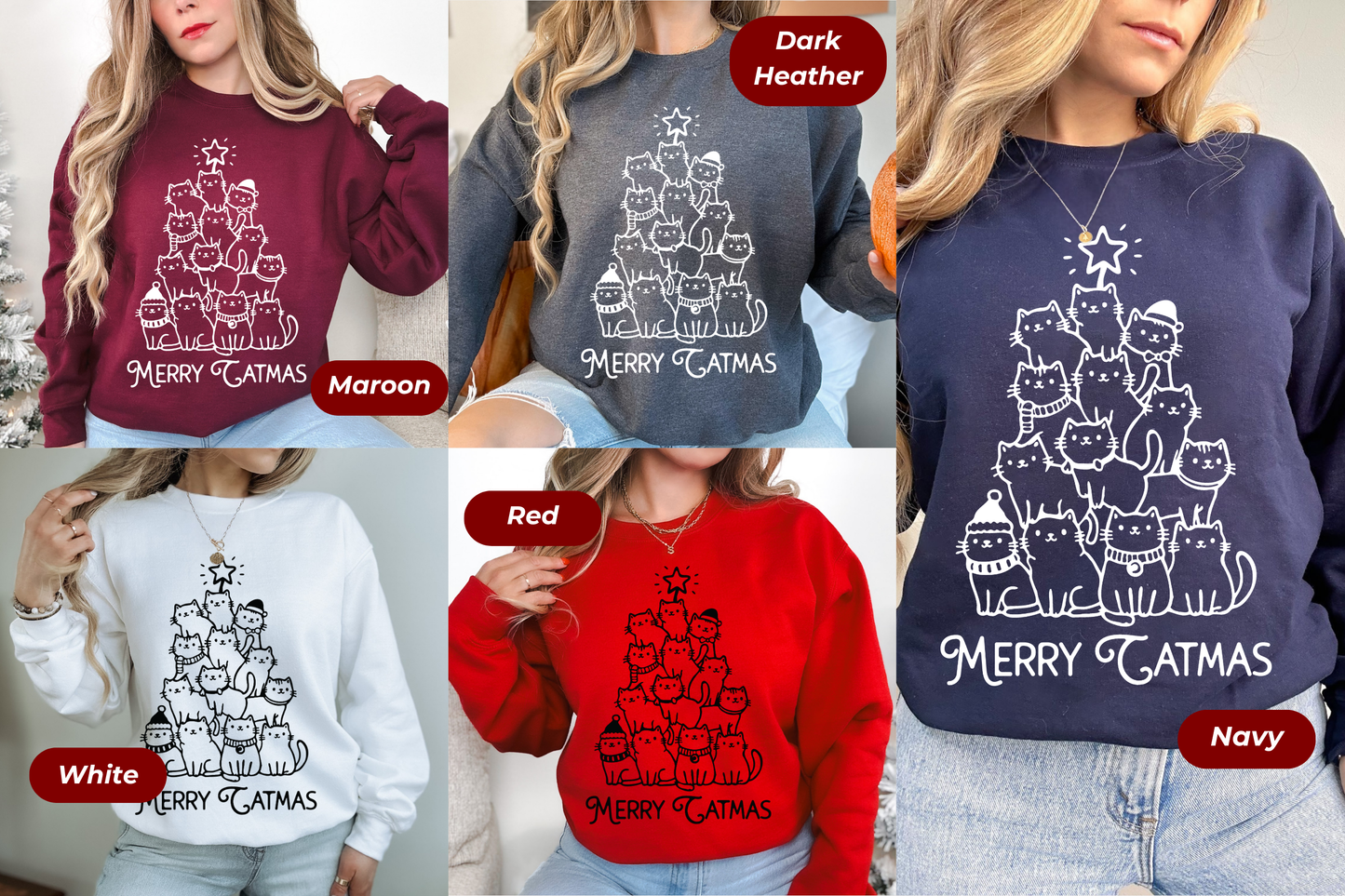 Merry Catmas Gildan Crewneck Sweatshirt