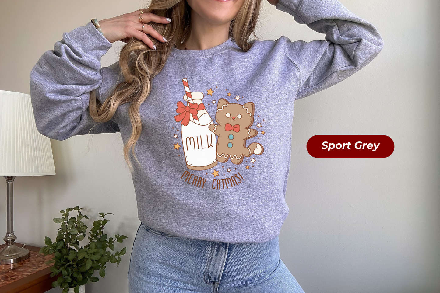 Milk & Cookie Cat Gildan Crewneck Sweatshirt