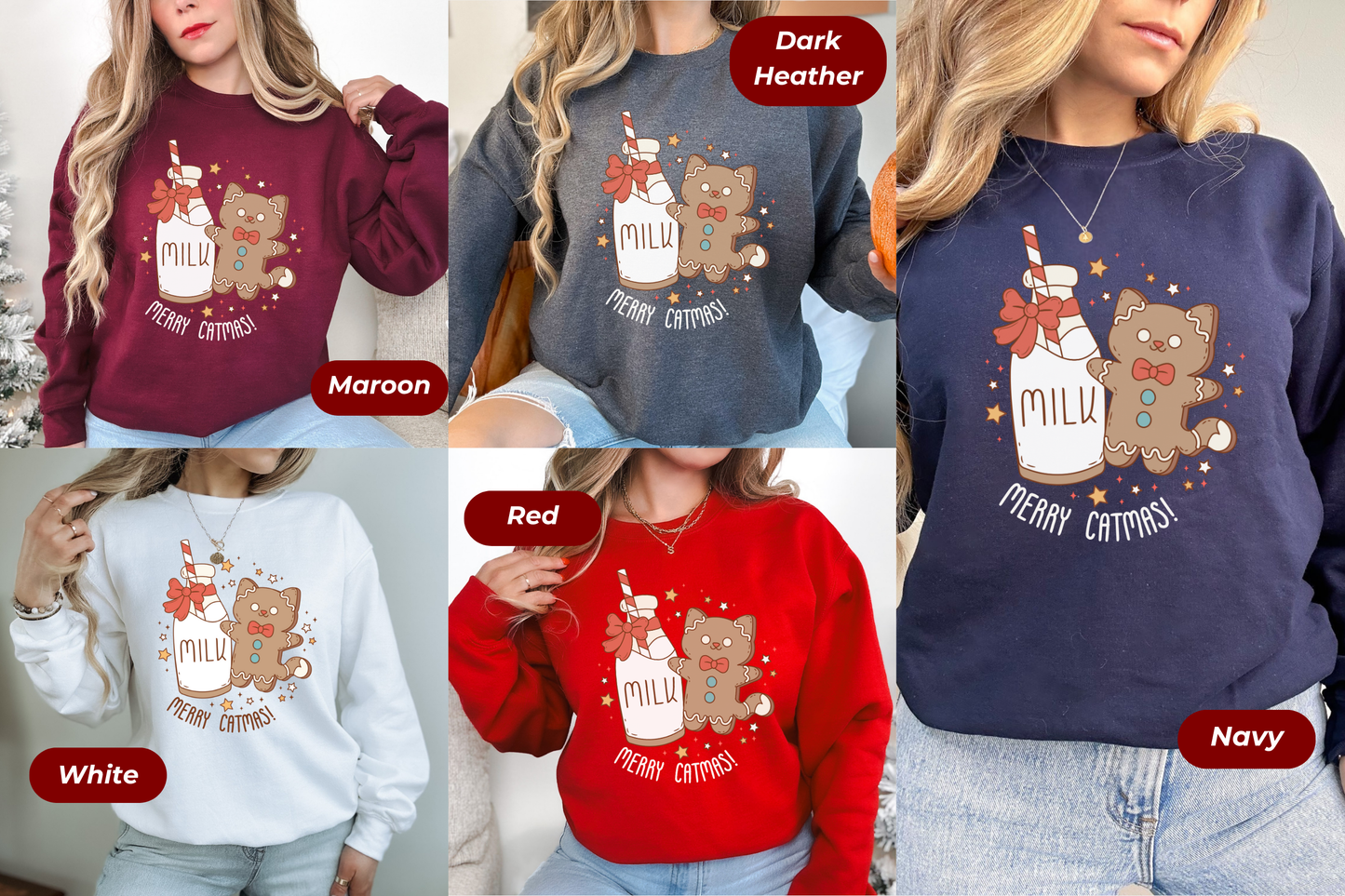 Milk & Cookie Cat Gildan Crewneck Sweatshirt