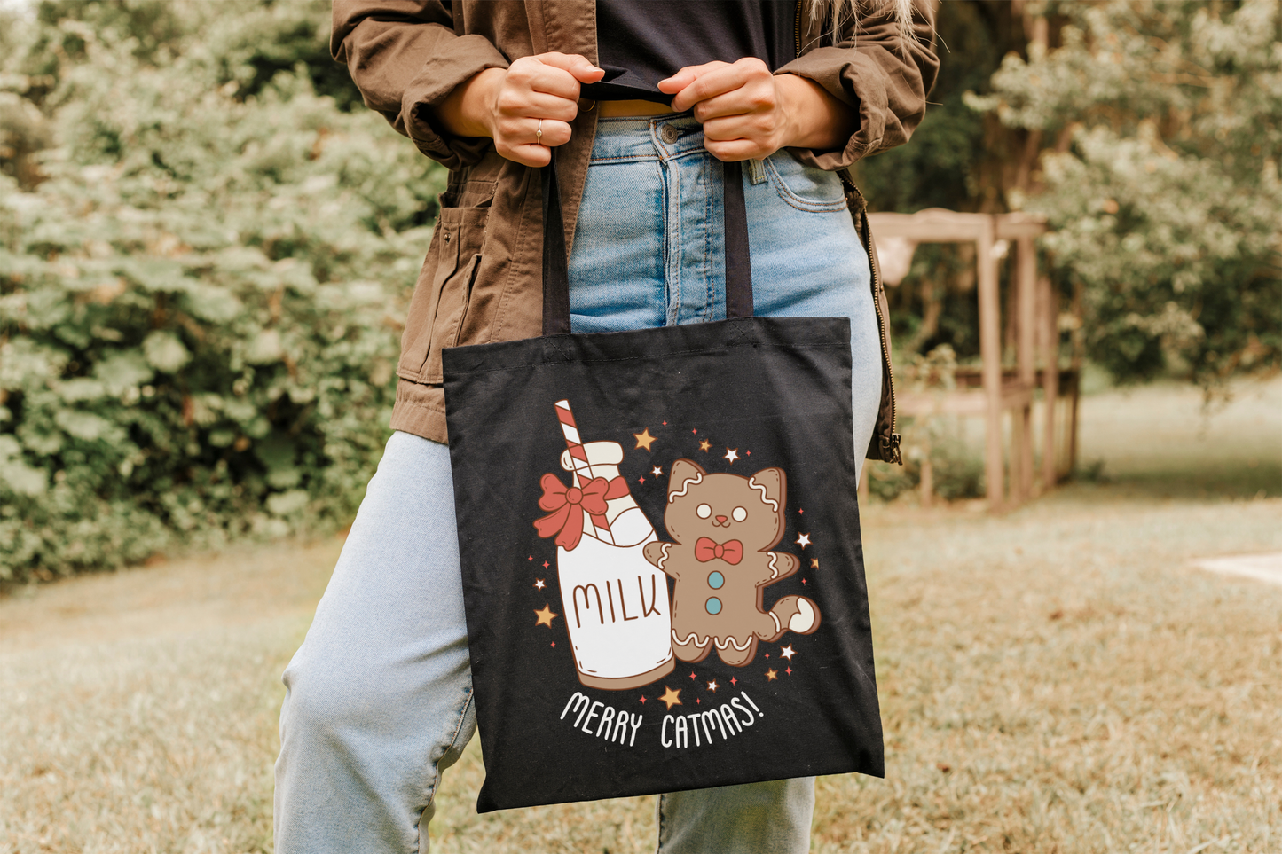 Milk & Cookie Cat Canvas Tote Bag