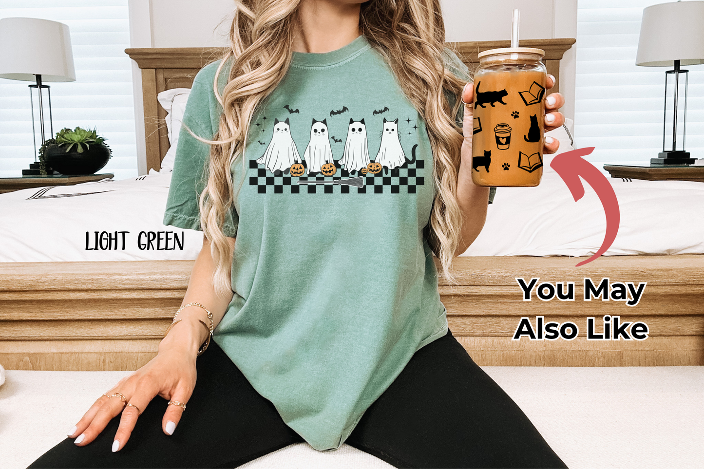 Ghostly Cats Comfort Colors T-shirt for Halloween