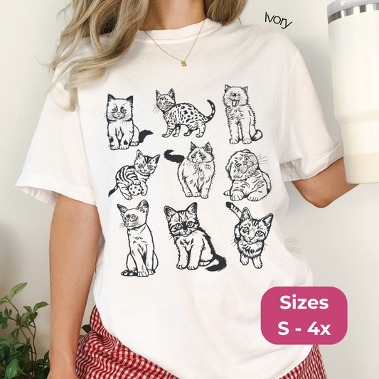 Vintage 9 Kittens Comfort Colors Tee